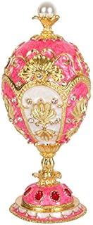 QIFU Hand Painted Enameled Faberge Egg Decorative Hinged Jewelry Trinket Box Unique Gift For Home Decor