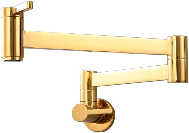 Gold Wall Mounted Pot Filler Faucet with Single Cooling Water Outlet Foldable Kitchen Sink Tap for Brushed Gold Finish Ideal for Friendship Years