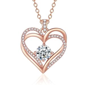 WEESMILE Heart Pendant Necklace for Women with Birthstone – 18K Gold Plated | Gift for Women and Girls on Anniversary and Birthday