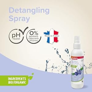 BEAPHAR – ECOCERT Labeled detangling Spray for Dogs and Cats - Made in France - Contains Aloe Vera, Borage Oil and Organic Mint – Neutral pH – Paraben/Silicone/dye Free – 200 ML - Vet Cosmetics BEAPHAR – ECOCERT Labeled detangling Spray for Dogs and Cats – Made in France – Contains Aloe Vera, Borage Oil and Organic Mint – Neutral pH – Paraben/Silicone/dye Free – 200 ML – Vet Cosmetics