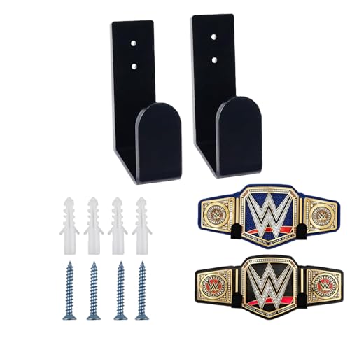 QUTHZZHY Wrestling Belt Display Holder Wall Mount Set, Professional Wrestling Title Belt Hanger, WWE Belt Hanger for Adults & Kids, Secure Rack for Wrestling Gifts and Awards, 2PCS