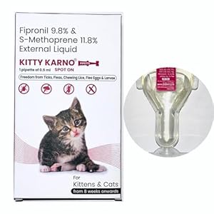 Kitty Karno’s Flea and Tick Control: Powerful Cat Flea Killer – Effective Cat Flea Medicine for Kittens and Cats (8 weeks onwards), Effective Cat Spot On For Flea & Tick Prevention | Pack of 1 (.5 ml)
