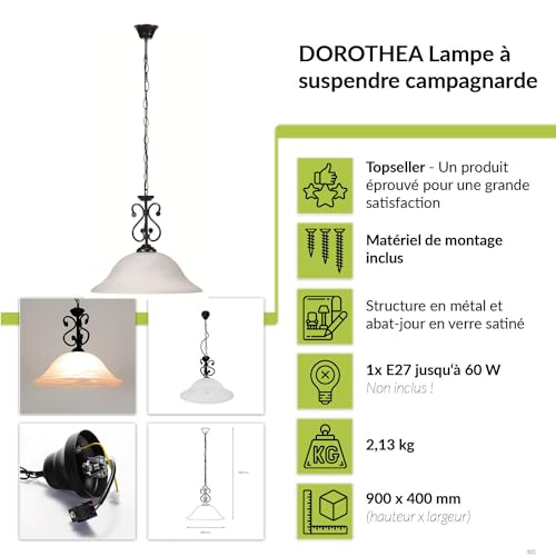 Lampe à suspendre éblouissement faible Dorothea Ø40cm E27 - 2