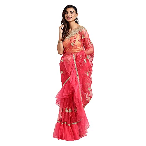 Womanista Women’s Net Sarees (FS9853A_Pink)