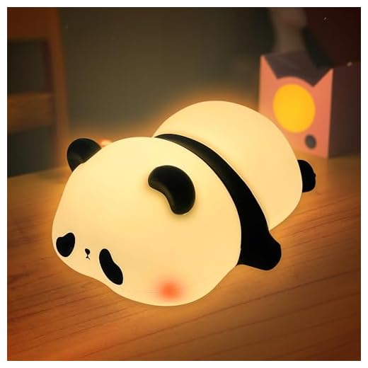 Kiwigold Panda Night Light, LED Squishy Cute Lamp, Kids' Silicone Panda Light, Dimmable Girls' Baby Bedroom Nightlight, Rechargeable Touch Lamp for Breastfeeding Nursery Decor