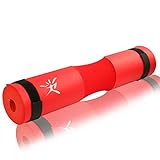 almohadilla para barra sentadillas Correas adicionales de fijación:Apriétalas y evita lesiones y movimientos no deseados; Paquete:1 almohadilla de gomaespuma para ejercicios, color negro/rojo a elegir. Dimensiones:45 cm de largo x 10 cm de diámetro exterior.