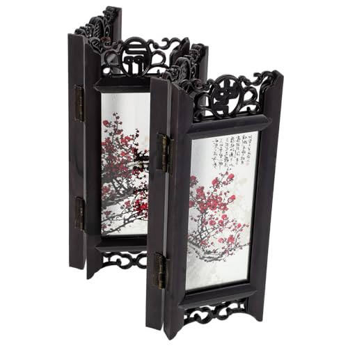 Vaguelly decoración de Pantalla Mini biombo Chino Adorno de Escritorio Feng Shui decoración de Cocina rústica Adornos de Mesa de café Pantalla China Estatua China Adornos Chinos Resina