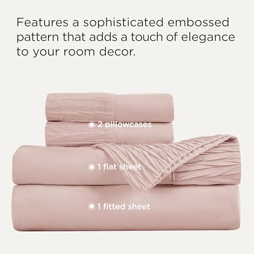 Image of Bedsure Full Size Bed Sheets - 4 Pieces Soft Full Sheet Set - Breathable & Cooling - Hotel Luxury - Easy Care Polyester Microfiber Bedding for Women, Men, Pink