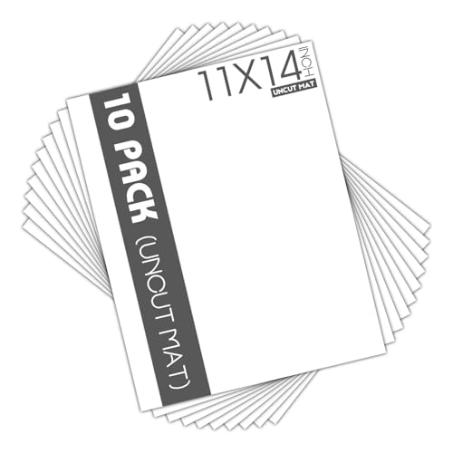 Mat Board Center, Pack of 10 11x14 White Uncut Mat Boards, Acid-Free Backing Matte Boards for Frames, Prints, Photos, Pictures