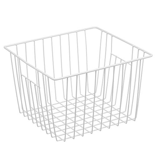 WenZBros Freezer Wire Storage Organizer Basket, Farmhouse Decor Food Organizers Basket, Household Bin Basket with Handles for Kitchen Cabinets, Pantry,Freezer, Bathroom, Closets, Set of 2