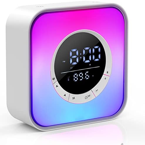 ANNNGUL Alarm Clock Teens, Bluetooth Speaker Night Light LED Lamp with 10 Colors Changing Lights, Temperature Display, Gift Ideas for Teens Girl Boy Kids Bedroom