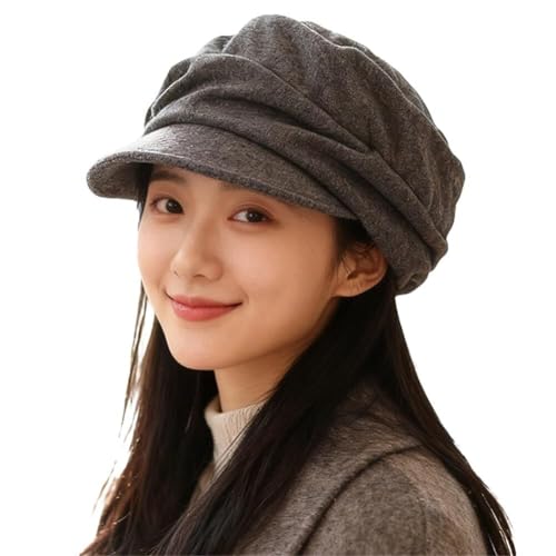 Béret plissé chic pour femme et casquette gavroche rétro en laine style artiste