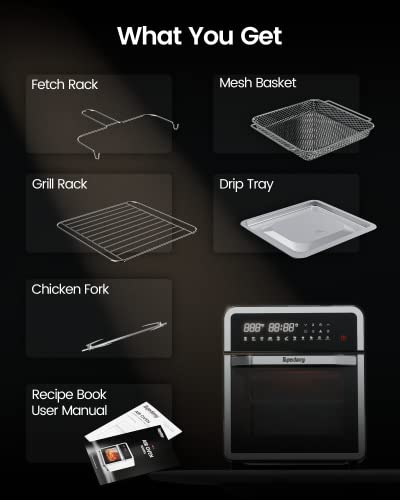 11 Smart Program Air Fryer Toaster Oven, 16 Qt Large Digital Convection Combo With Rotisserie, Dehydrator, 5 Accessories And Michelin Chef Recipe, 1600W #TOP6