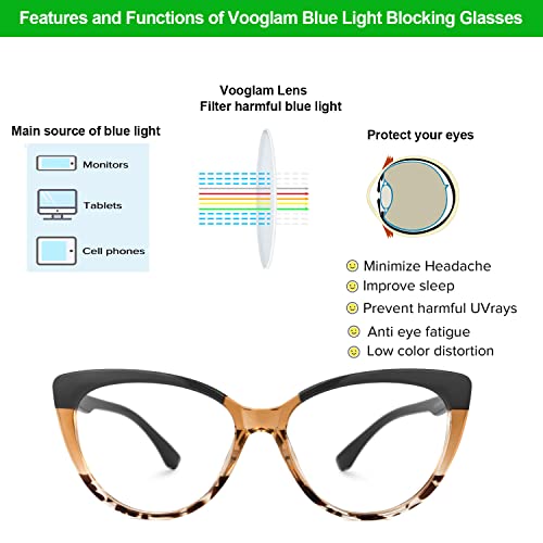 Image of VOOGLAM Cat Eye Blue Light Blocking Glasses for Women Anti UV Eyestrain Eyewear Callisto