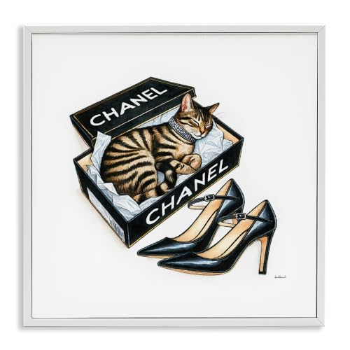 'Sleeping Cat in Shoe Box'| Framed Giclee Art