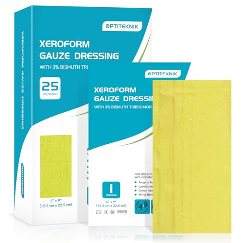 Xeroform Petrolatum Dressing Non-Adherent Occlusive Fine Mesh Gauze Pad Gentle Patch for Burns Laceration Surgical Incisions & Skin Grafts (5x9 Pack of 25)