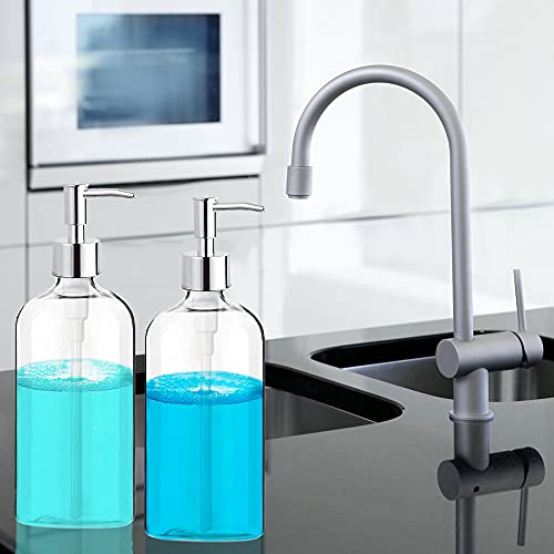 X Lent Clear Soap Dispenser With Rust Proof Pump, Waterproof Labels (2 Pack,16 Oz), Soap Dispenser Bathroom, Plastic Hand Soap Dispenser thumb #6
