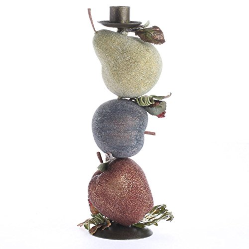 Pair of Stacked ICY Pear, Plum and Apple Taper Candlesticks for Home Decor, Creating and Embellishing