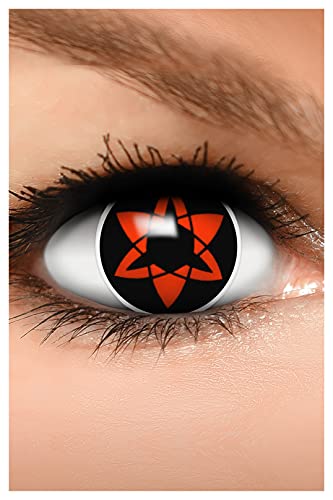 FUNZERA Lenti a contatto colorate per costumi di Cosplay, 2 pz, 1 paio, lenti morbide monouso senza correzione ETERNAL MANGEKYOU - non corrette, per Halloween o Cosplay