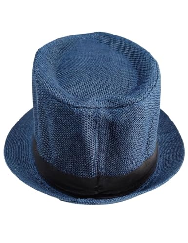 Image of BookMyCostume Blue Western Cowboy & Ballroom Style Hat | Fancy Dress Accessory for Dance, Stage Shows & Theme Parties For Adults