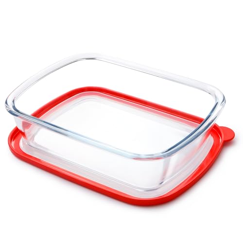 NUTRIUPS Cacerola de cristal con tapa, 3 L, tamaño grande