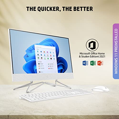 Image of HP All-in-One AMD Ryzen 3 3250U-21.5 inch(54.61cm) FHD, Micro-Edge, Anti-Glare Display /8GB RAM /1TB HDD /Win 11 /Wireless Keyboard & Mouse /AMD Radeon Graphics /720p HD Camera /MSO 2021 /White, 22-dd0302in