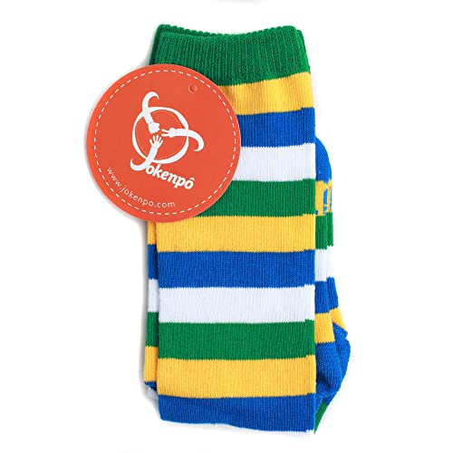 Meia Cano Alto Infantil Copa Do Mundo Brasil Jokenpô Listras Cor:Branco;Tamanho:M