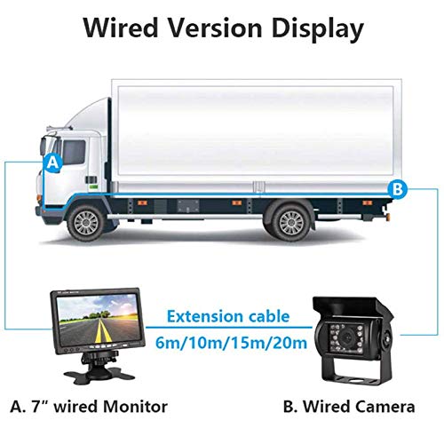 12 V-24 V 17,8 cm Auto TFT LCD-Bildschirm HD Monitor + Bus LKW-Anhänger 18LEDs IR-Nachtsicht...