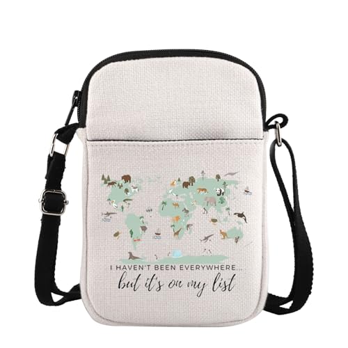 TSOTMO Bolsa de viagem, presente de viagem, bolsa transversal, acessórios de viagem, bolsa mensageiro para mulheres, presente de viagem pelo mundo, Lista cruzada