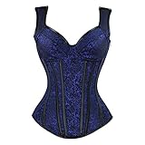 Kimring Women's Gothic Retro Jacquard Peasant Shoulder Straps Spiral Steel Boned Vest Bustiers...