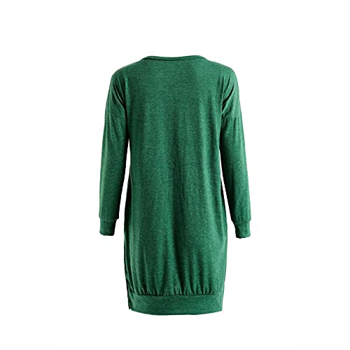 Tops For Womens Work Casual Soft Lightweight Long Sleeve Solid T-Shirts Plus Size V Neck Loose Sweatshirt With Pockets Green #TOP7