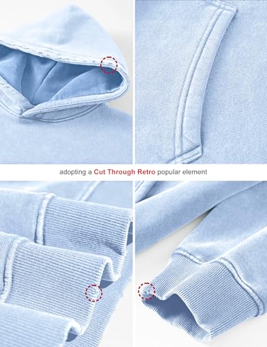 Image of FAIABLE Womens Oversized Acid Wash Hoodie Unisex Heavyweight Cotton Hoodies Fleece Vintage Washed Sweatshirt Women Men