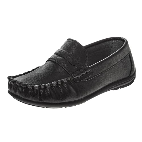 Josmo Boys Moccasin Driving Loafers - Casual Dress Penny Slip On Boat Shoes (Sizes: 5-10 Toddlers / 11-13 Little Kids / 1-5 Big Kids)