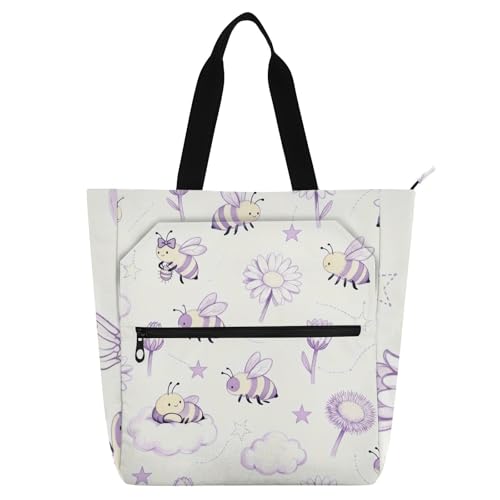 Bolsa de mano para niños y adultos con bolsillos con cremallera para guardar libros
