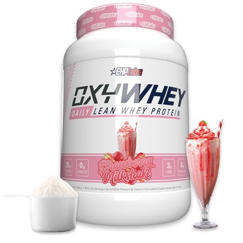 EHP Labs OxyWhey Lean Whey Protein Powder - 25g 100% Pure, Lean, Non-GMO Whey Protein Blend, Post Workout Fitness & Nutritional Shakes, Smoothies, Baking & Cooking - 27 Serves (Strawberry Milkshake) EHP Labs OxyWhey Lean Whey Protein Powder - 25g 100% Pure, Lean, Non-GMO Whey Protein Blend, Post Workout Fitness & Nutritional Shakes, Smoothies, Baking & Cooking - 27 Serves (Strawberry Milkshake)