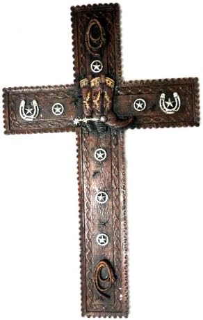 AAW Ceramic Cross Decorated with Boots, Horse-Shoe, Rope and Stars