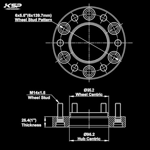 Image of KSP 6x5.5 1.25inch Wheel Spacers Fit for 2024+ Tacoma, 1.25 inch 6x139.7 Wheel Spacers with 14x1.5 Studs 95.2mm Hub Bore Compatible with 2025+4Runner, 2022+ Tundra(6 Lug), 2023+ Sequoia Wheel Adapters