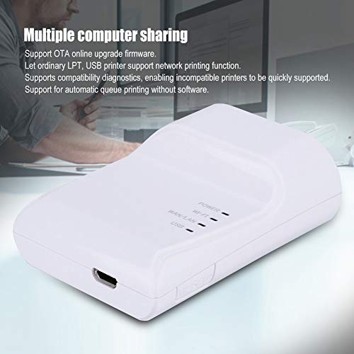 Queen.Y External Print Server,High Speed USB Printer with Multiple Computer Sharing,Network Print Server Adapter Support Automatic line Printing