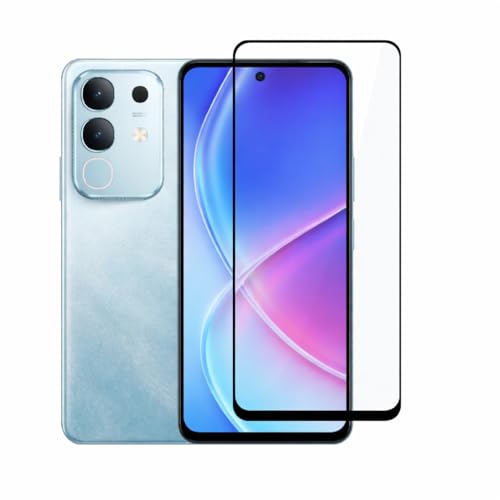 Image of D+ / D plus Compatible with Vivo T4x 5G / T3x 5G / Y31 Pro 5G Full HD tempered glass Edge to Edge Coverage screen guard protector with installation Cleaning kit
