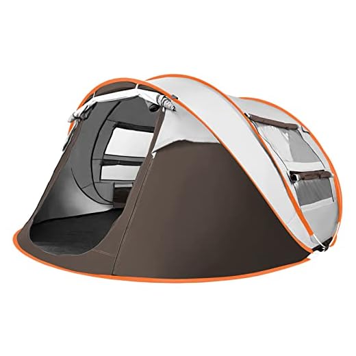 arvioo Tienda de Campaña 3-4 Personas, Anti-UV Tienda Campaña Pop Up, Ventilación, Desplegable Instantánea, Carpa de Camping Puerta Doble con Bolsa de Viaje para Camping Picnic, 280x200x120cm, Marrón