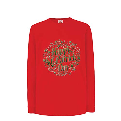 lepni.me Camiseta para Niño/Niña Happy Saint Patrick's Day - Shamrock Luck of The Irish (3-4 Years Rojo Multicolor)