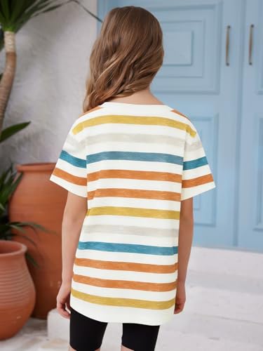 Image of ZDC Girls Short Sleeve T Shirts Kids Summer Oversized Tops Trendy Crewneck Basic Tees 5-14 Years