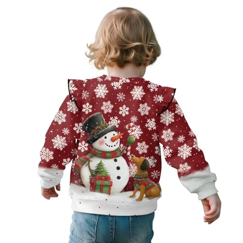 Dolyues Toddler Baby Girl Christmas Sweatshirt Cute Long Sleeve Crewneck Pullover Top Fall Winter Clothes 1-8T2