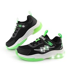 Black/Green Kids Ligth Up Shoes