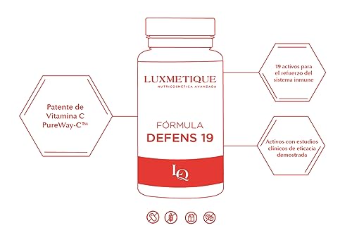 Luxmetique Fórmula Defens19- complemento alimenticio a base de 19 activos específicos para reforzar y estimular el sistema inmune. 54G - 60cápsulas