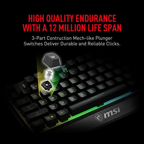 MSI Vigor GK30 RGB Gaming Keyboard, 6-Zone RGB Lighting, Water Repellent & Splash-Proof, Mechanical-Like Plunger Switches - image 2