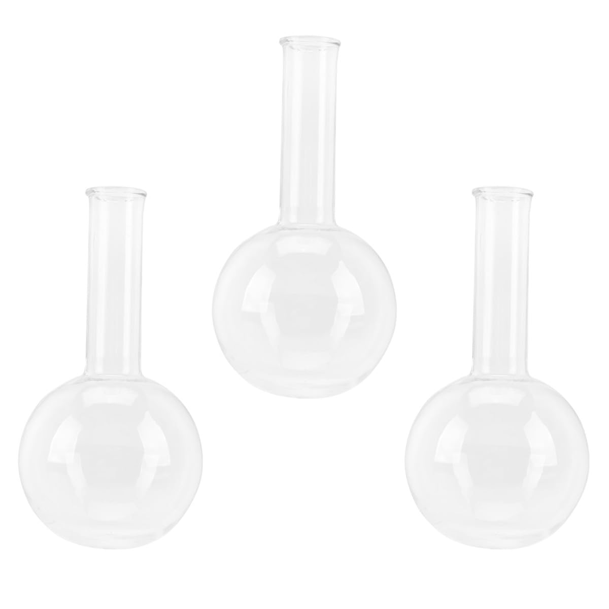 Hemobllo Rundkolben mit Gleichmäßiger Wandstärke 250 Ml 3 Stück-pack aus Glas und Leicht Beobachtbarer Flüssigkeit für Chemische und Lebenswissenschaftliche Anwendungen