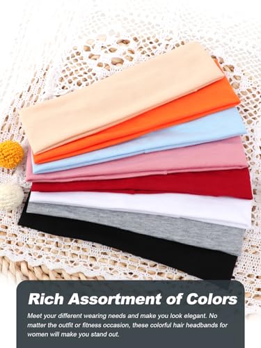 Image of DRESHOW 8 Pack Sports Headbands for Women Non-Slip Stretchy Fashion HairBand Curly Hair Headband Soft Hair Accessories for Daily Wear Workout Yoga Running