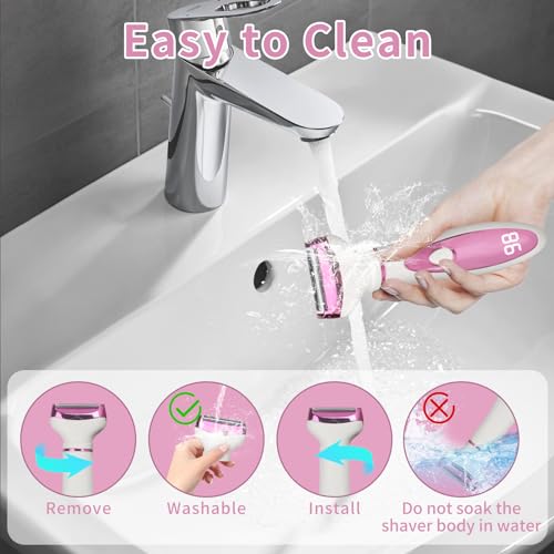 Image of Wet & Dry Electric Razor for Women Men,4 in 1 Rechargeable Led Display Electric Shaver and Facial Hair Remover,Painless Ladies Body Razors for Nose Face Body Leg Bikini Arm Hair (Purple)