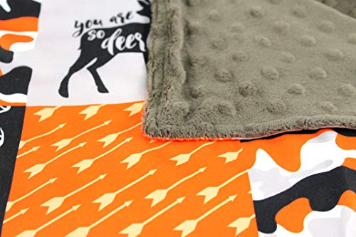 Baby Blanket - Minky, Deer, Fox, Moose, Goose, Bear, Antlers And Arrows, Orange, Black And Tan Camouflage #TOP4